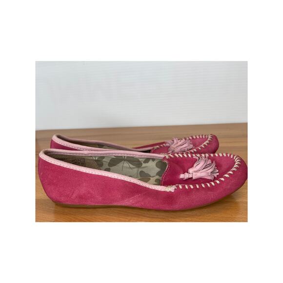 Lands End Hot Pink Flats with tassels 8M comfort slip on moccasin - Picture 4 of 8